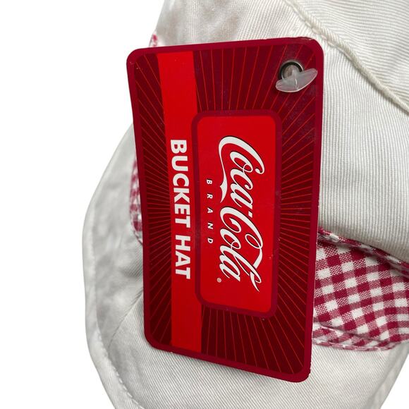 Coca-Cola Bucket Hat White With Red Check Band New With Tags Officially Licensed - Picture 5 of 10